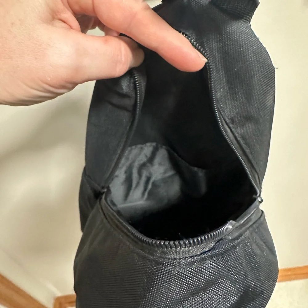Supreme Black Backpack with White Logo and Red Patch